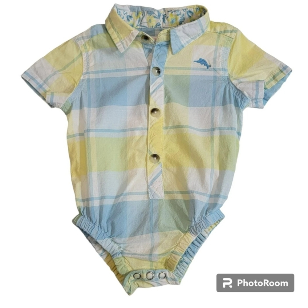 Plaid Baby Onesie - Blue and Yellow
